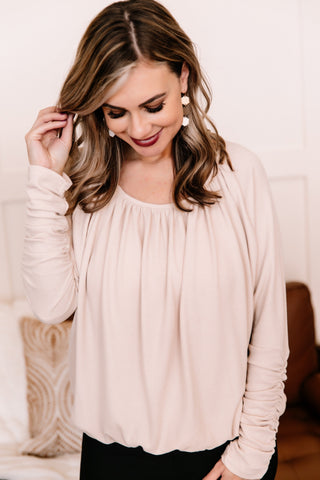 Gathered Together Ruched Oatmeal Top
