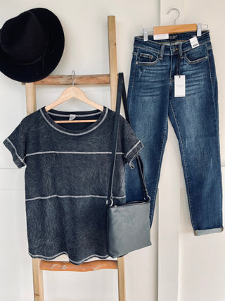 Redundancy In Black Mineral Wash Top