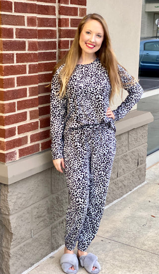 leopard pants - grey