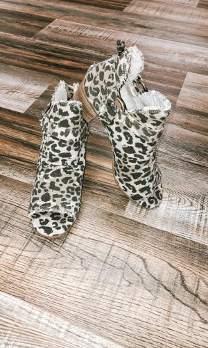 Very G Leopard Booties - Open Toe